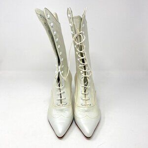 Vintage Peter Fox Leather Victorian Lace Up Boots, Pearle Size 7.5 New Steampunk